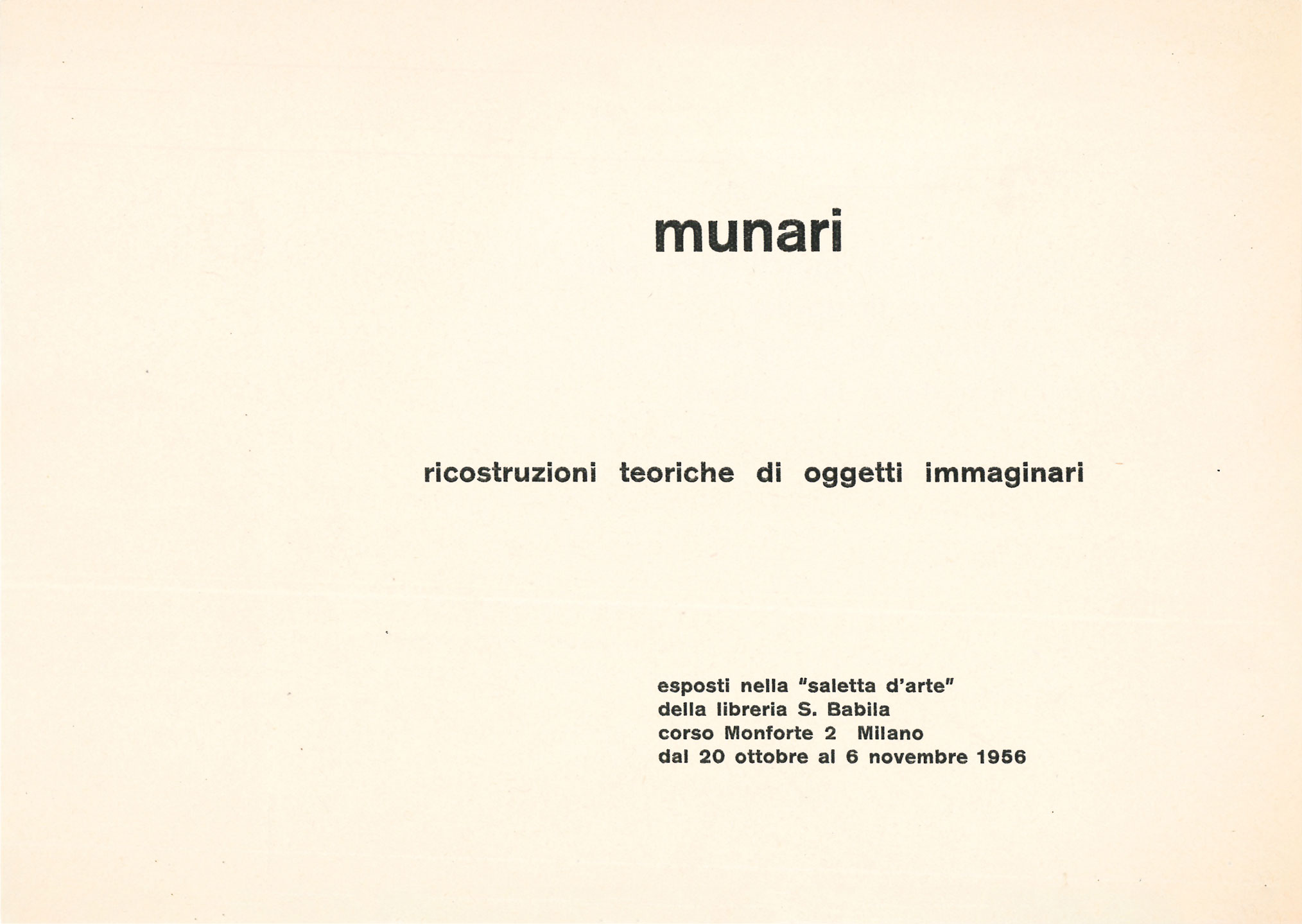ricostruzioni teoriche [ricostruzione teorica] di oggetti immaginari [titolo tutto minuscolo in copertina]