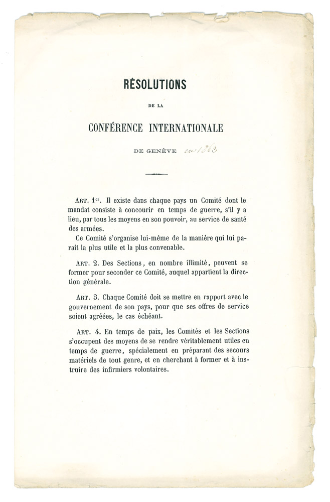 résolutions de la conférence internationale de genève [1863]