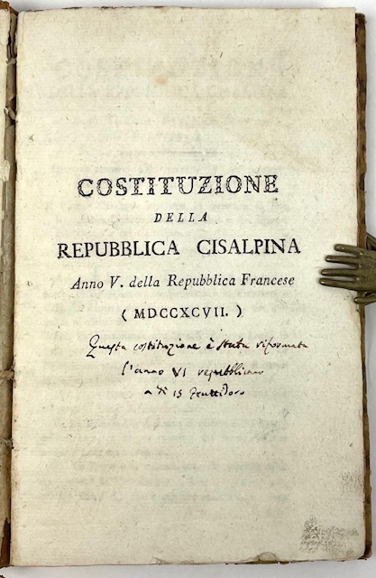 costituzione della repubblica cisalpina. anno v della repubblica francese.