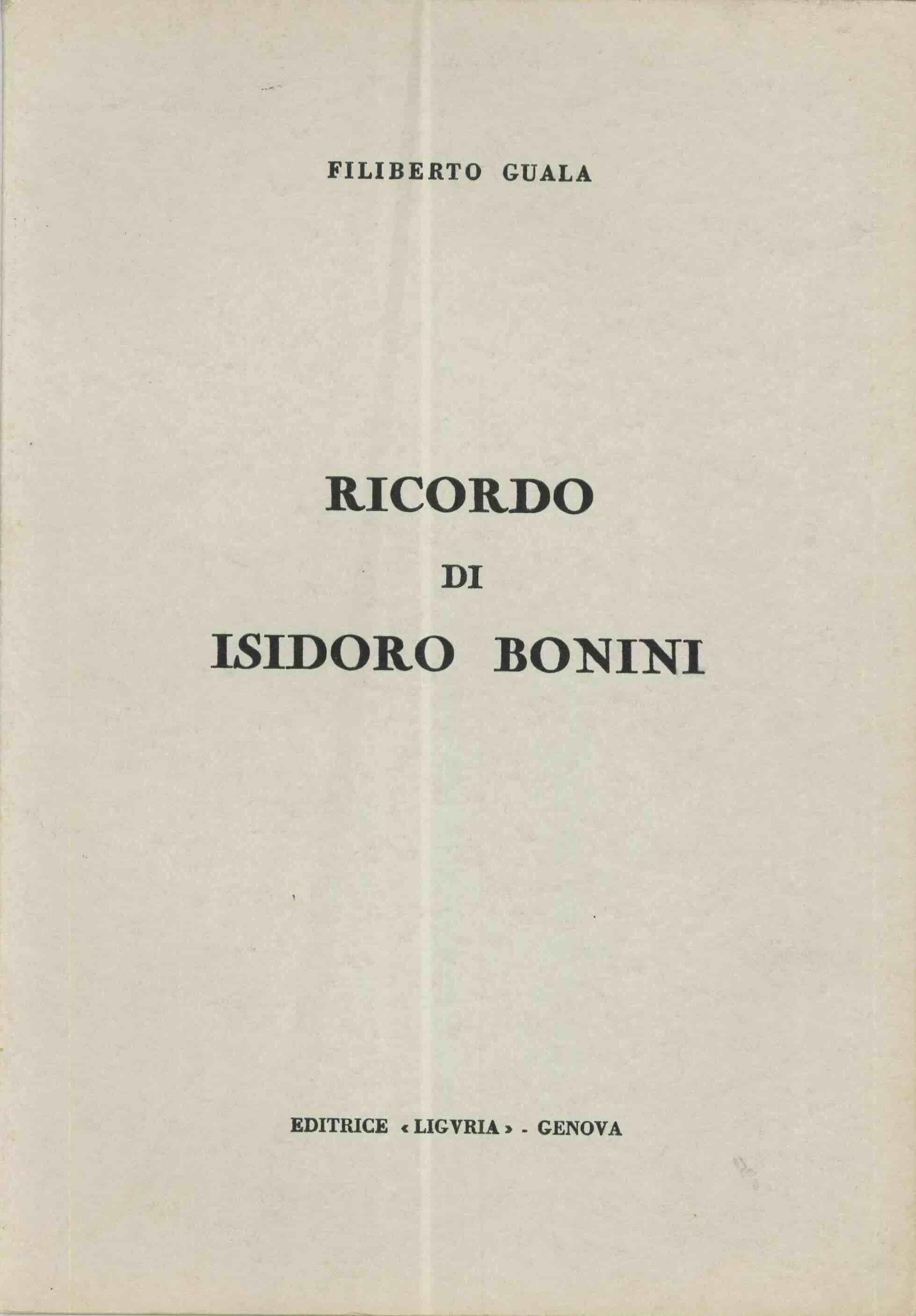 ricordo di isidoro bonini. discorso tenuto a savona il 5 febbraio 1956