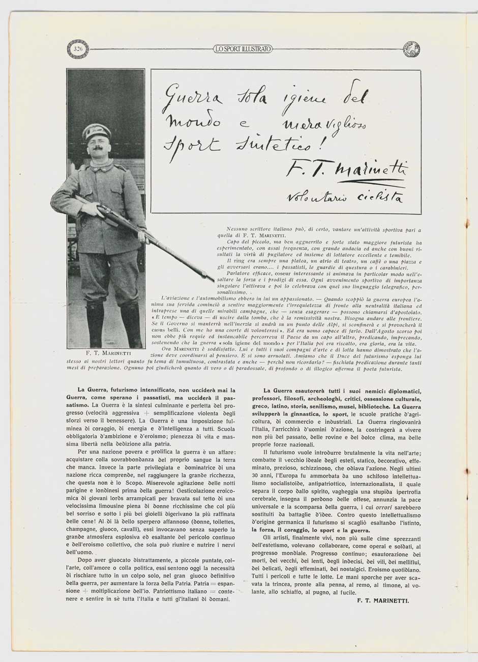 guerra sola igiene del mondo e meraviglioso sport sintetico! [in: lo sport illustrato e la guerra n. iii 13]