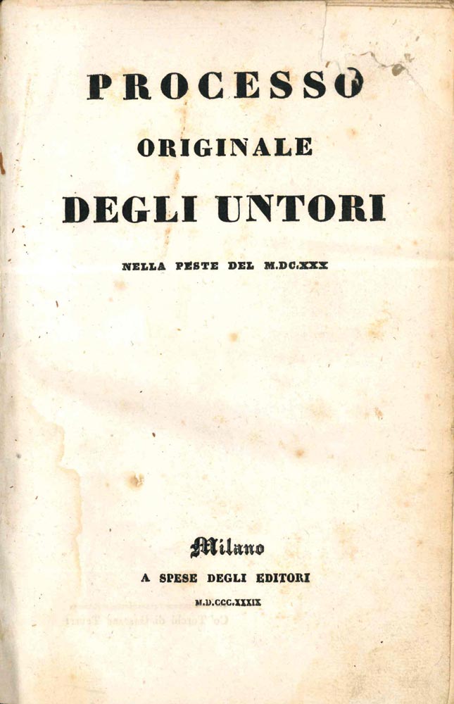 processo originale degli untori nella peste del mdcxxx