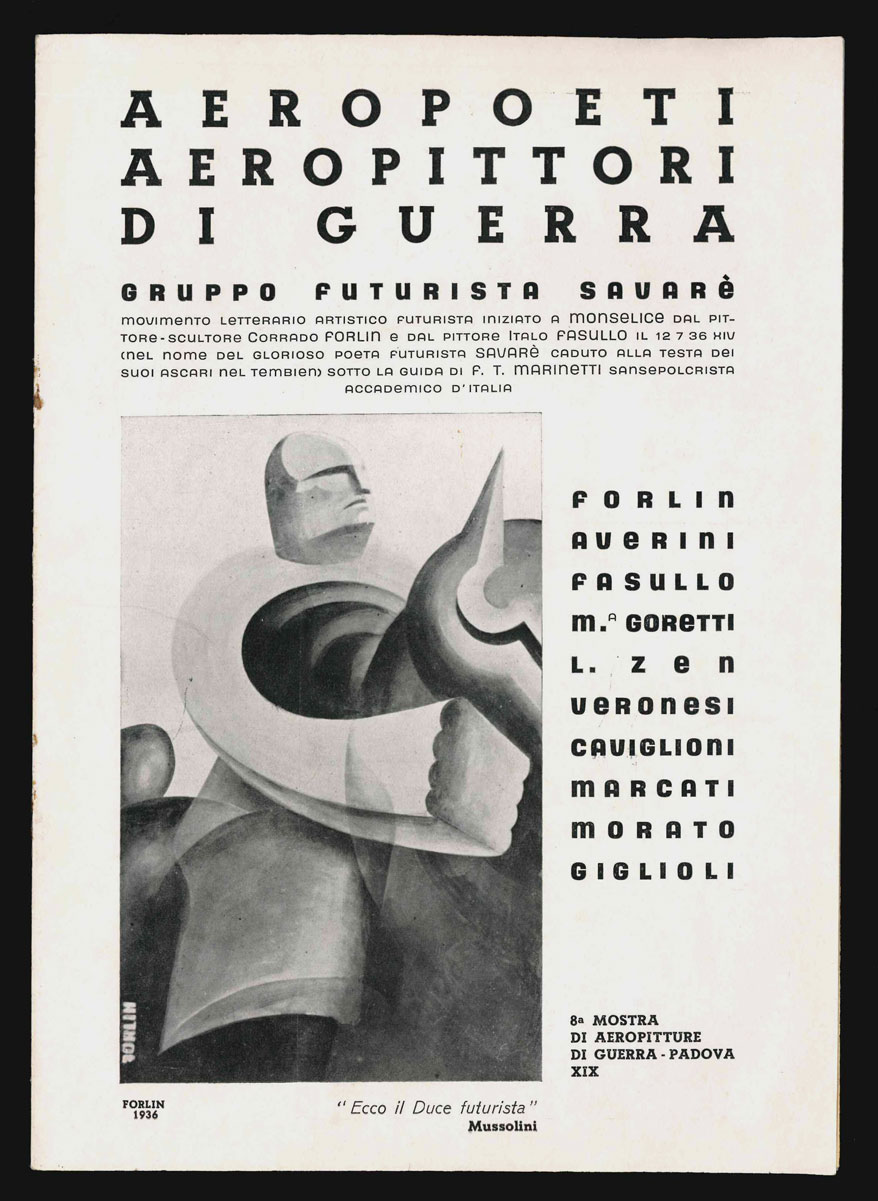 aeropoeti aeropittori di guerra. gruppo futurista savarè [...]. forlin. averini. fasullo. m.a. goretti [...]. 8a [ottava] mostra di aeropitture di guerra
