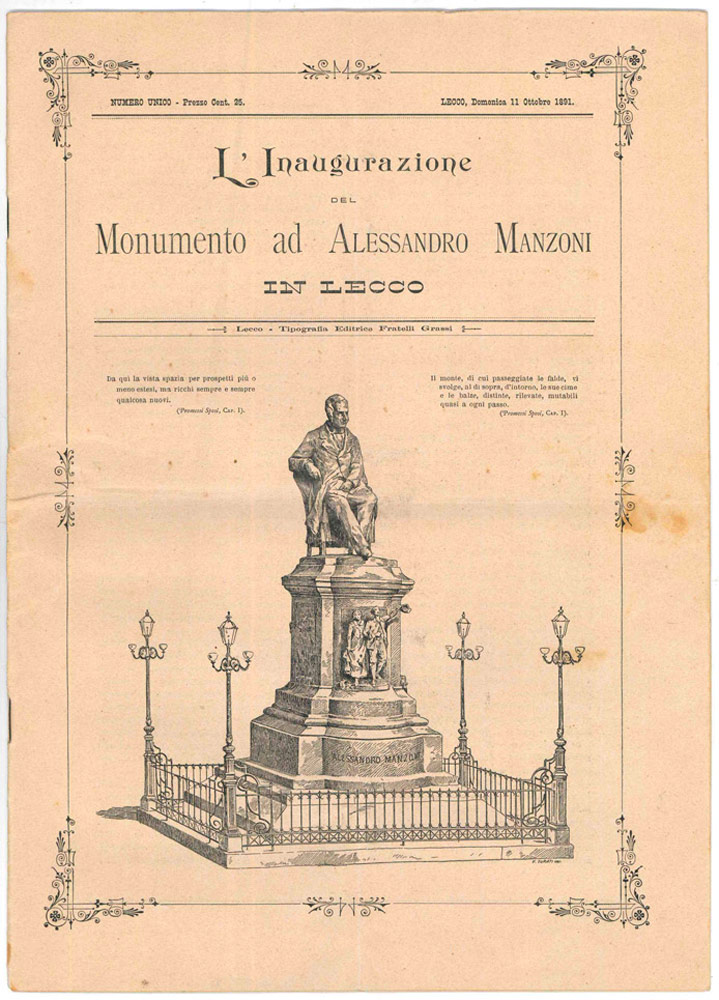 l’inaugurazione del monumento ad alessandro manzoni in lecco (numero unico, lecco, domenica 11 ottobre 1891)