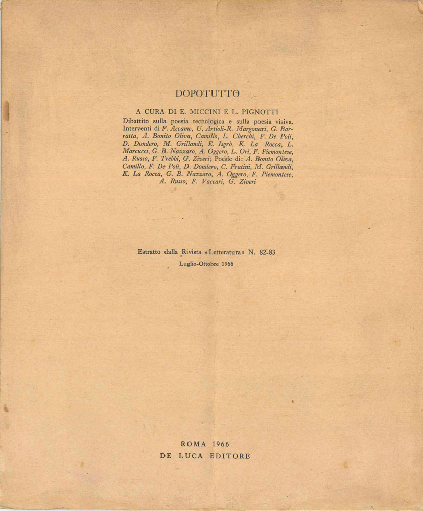 dopotutto - estratto della rivista «letteratura» n. 82-83