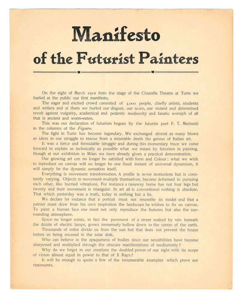 manifesto of the futurist painters