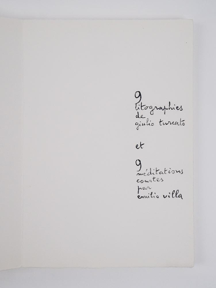 9 litographies de giulio turcato et 9 meditations courtes par emilio villa