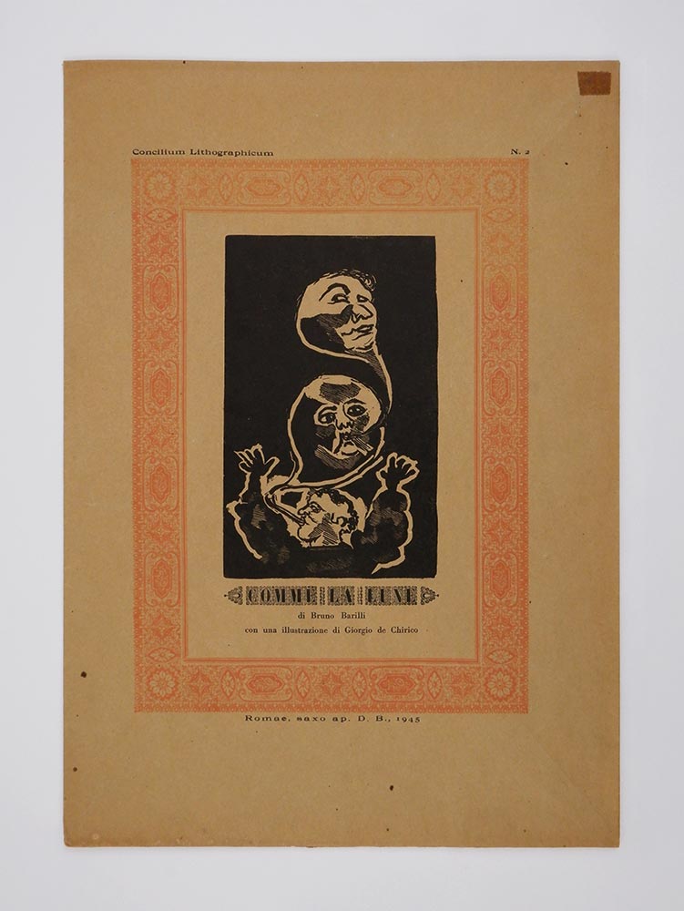 concilium lithographicum, n. 2. comme la lune di bruno barilli. con una illustrazione di giorgio de chirico