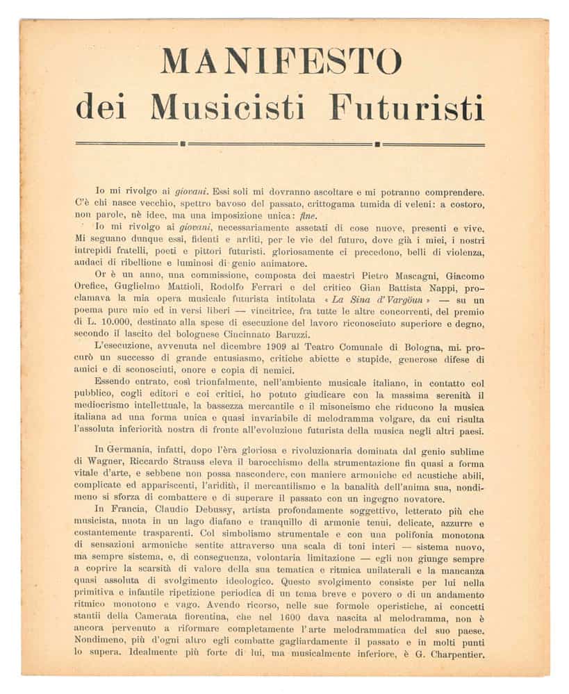 manifesto dei musicisti futuristi [seconda edizione]