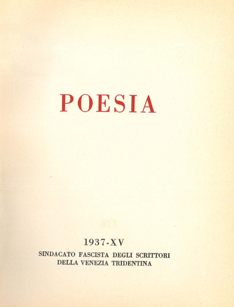 poesia 1937 - sindacato fascista degli scrittori della venezia tridentina
