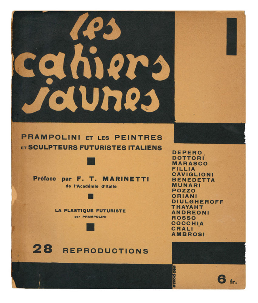 les cahiers jaunes i: prampolini et les peintres et sculpteurs futuristes italiens. préface par f.t. marinetti. la plastique futuriste par prampolini. 28 reproductions