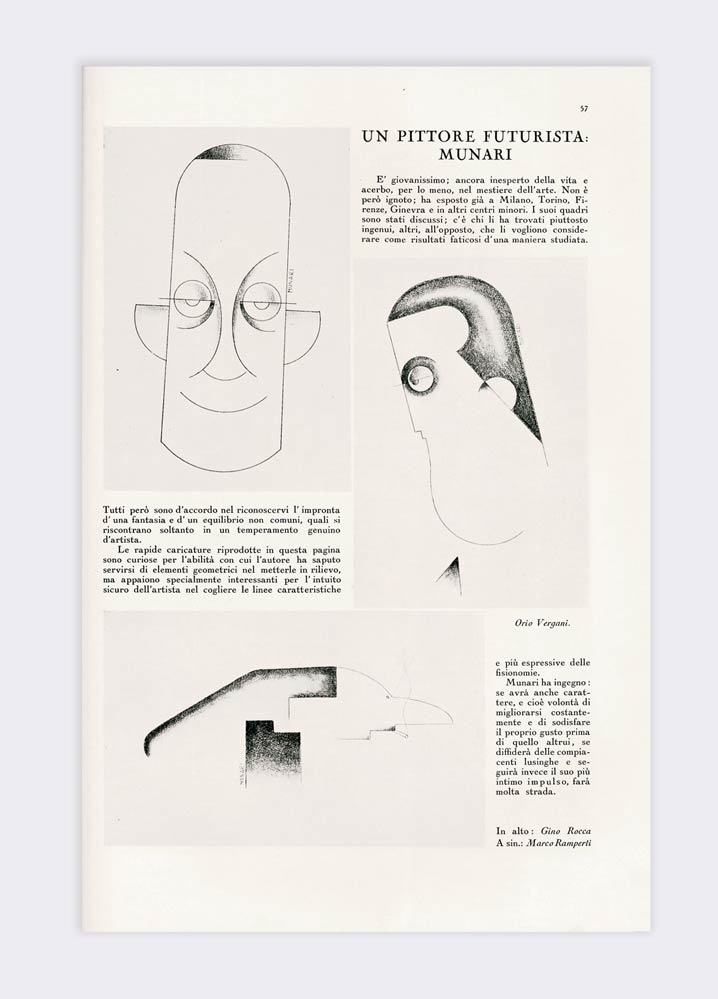 un pittore futurista: munari [in: «la rivista illustrata del popolo d’italia» n. vii 6, giugno 1929]