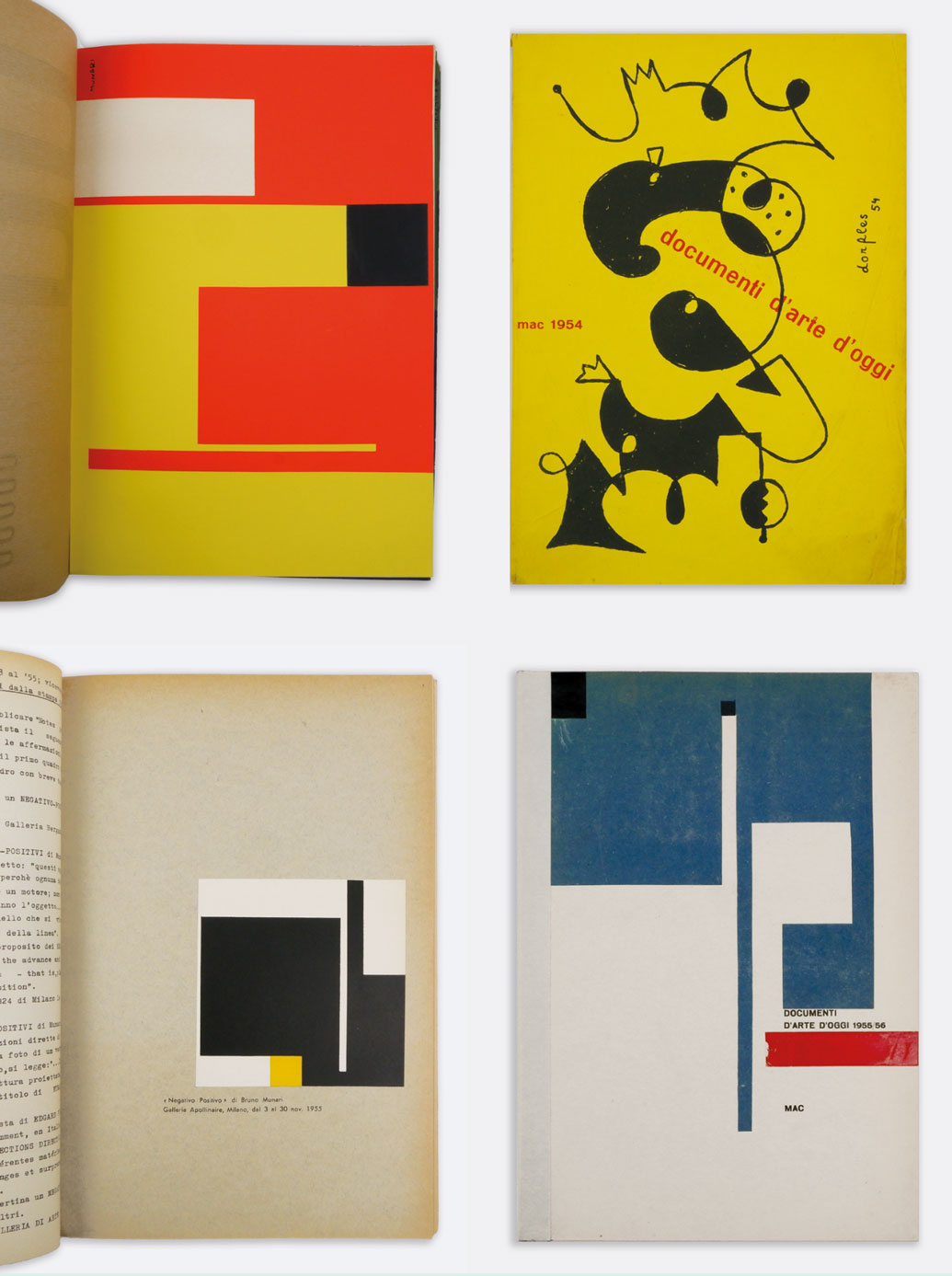 documenti d’arte d’oggi | mac [collezione completa dei quattro annuari] 1954, 1955 56 [1955 - 1956], 1956 - 1957, 1958
