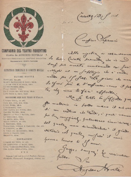 lettera autografa firmata, datata trieste 13 settembre 1921, inviata allo scrittore attilio schiavoni.