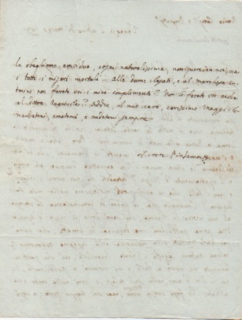 lettera autografa firmata, datata venezia 31 marzo 1821, inviata all abate giampaolo maggi.