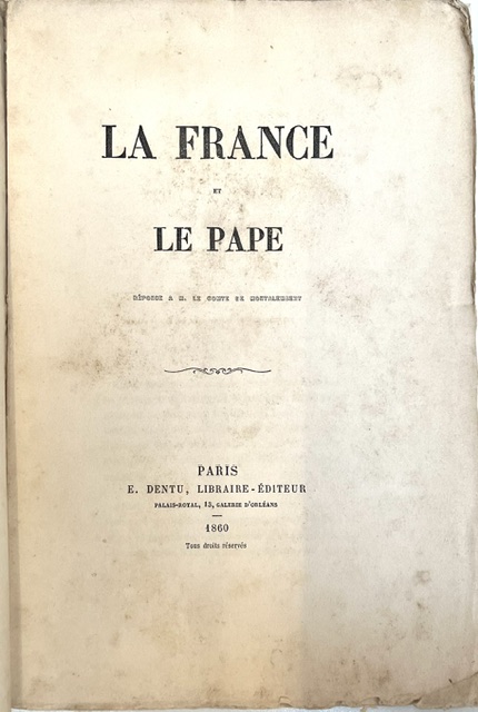 la france et le pape. réponse à m. le comte de montalembert