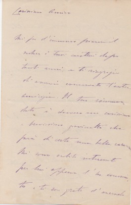lettera autografa firmata, datata roma 2 luglio 1886, indirizzata a «carissimo amico».