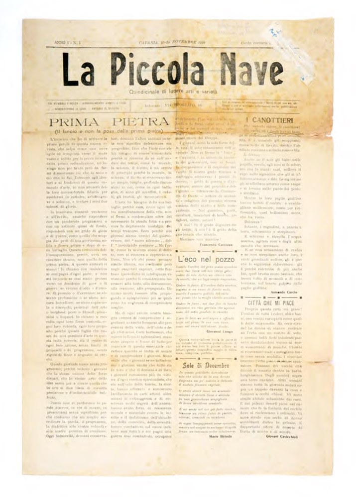 la piccola nave. qundicinale di olettere arti e varietà. anno i n. 1