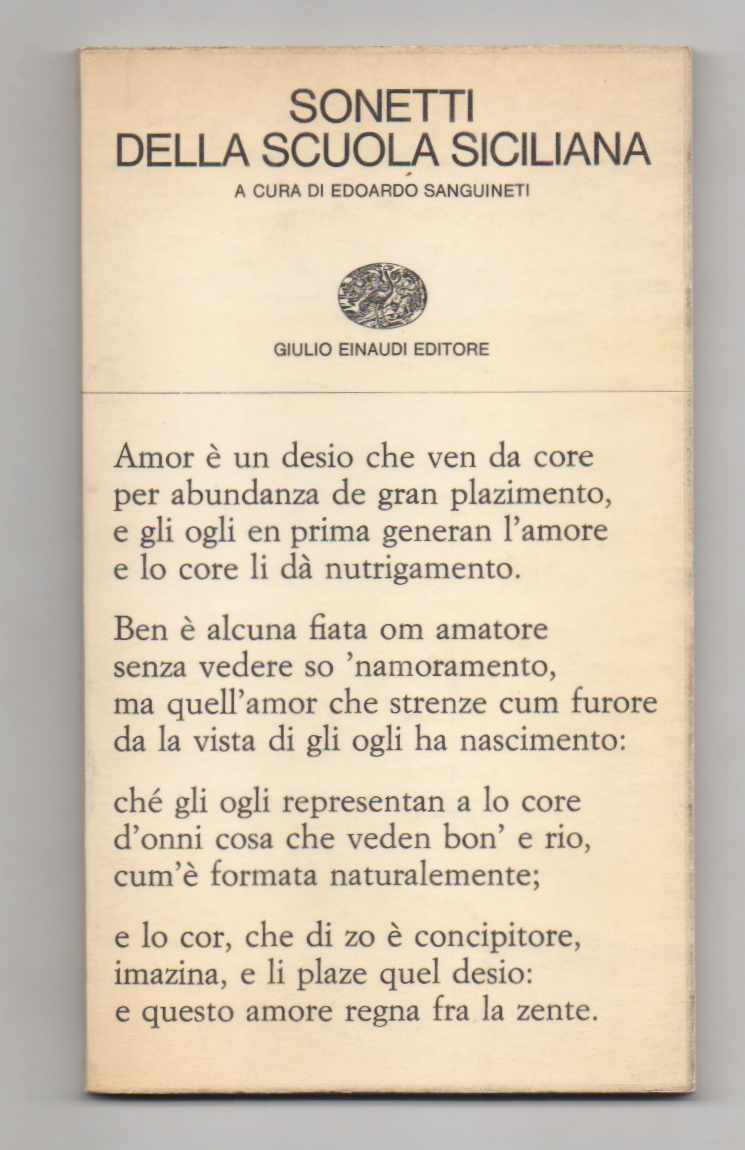 sonetti della scuola siciliana. a cura di edoardo sanguineti