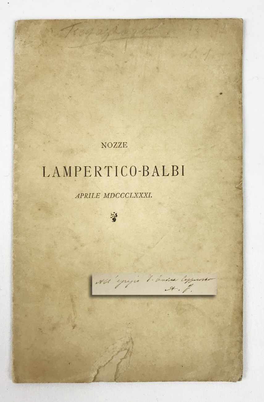 nozze lampertico - balbi. aprile mdccclxxxi [«la colonna d’autari»]
