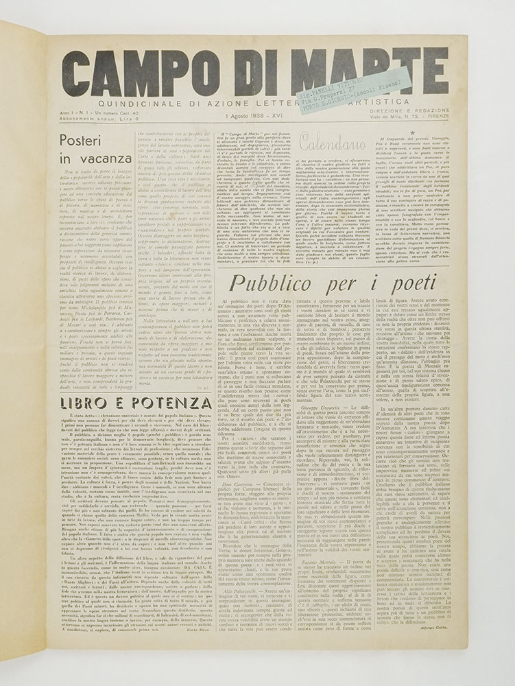 campo di marte. quindicinale di azione letteraria e artistica