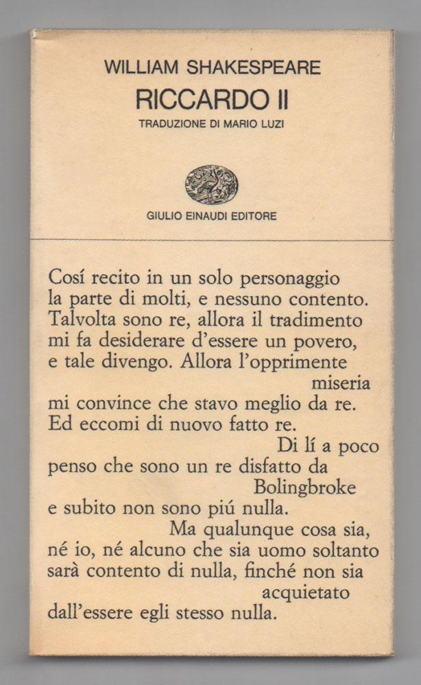 riccardo ii. con la traduzione di mario luzi