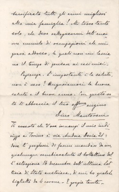 lettera autografa firmata inviata al cugino toni. datata “natale 1909”.
