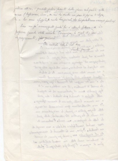 lettera autografa firmata, datata firenze pasqua 1968, inviata al critico e storico della letteratura sergio pautasso.