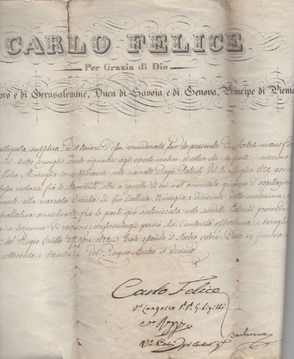 documento con firma autografa, datato 8 maggio 1830 - genova