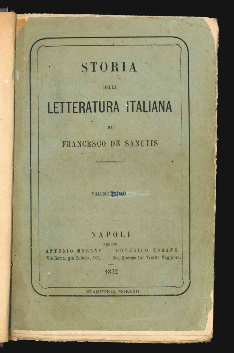 storia della letteratura italiana di francesco de sanctis