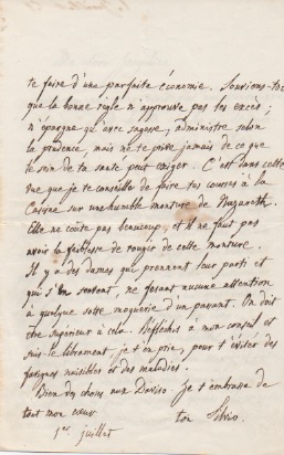 lettera autografa firmata inviata alla sorella josephine”. datata 1 luglio [1841?]