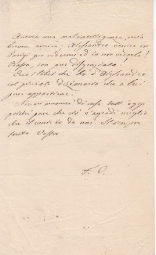 lettera autografa firmata con iniziali “f. c.” non datata