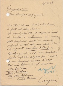 cartolina postale viaggiata, autografa firmata, datata 17 maggio 1948, inviata a [roberto ortolani] - garzanti.