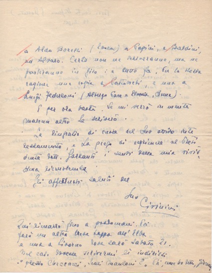 lettera autografa firmata, datata 16 luglio [1951] - porto santo stefano - inviata [all ufficio stampa garzanti].