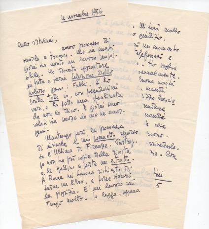 lettera autografa firmata, datata 11 novembre 1956 - brescia, inviata a roberto ortolani - garzanti.