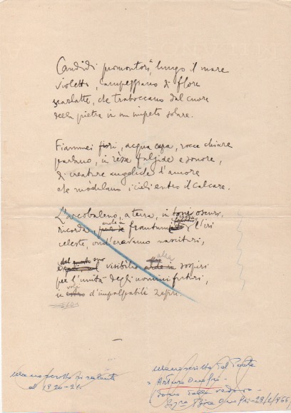 testo poetico autografo. non datato, [1920-21?]
