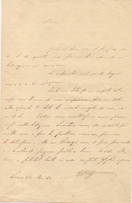 lettera autografa firmata inviata ad un amico. datata 24 marzo 1864.